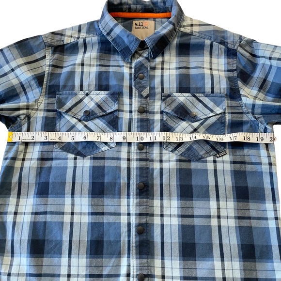 5.11 Tactical Plaid Snap Button Long Sleeve Shirt, Mens size Small. Blue - Picture 10 of 11